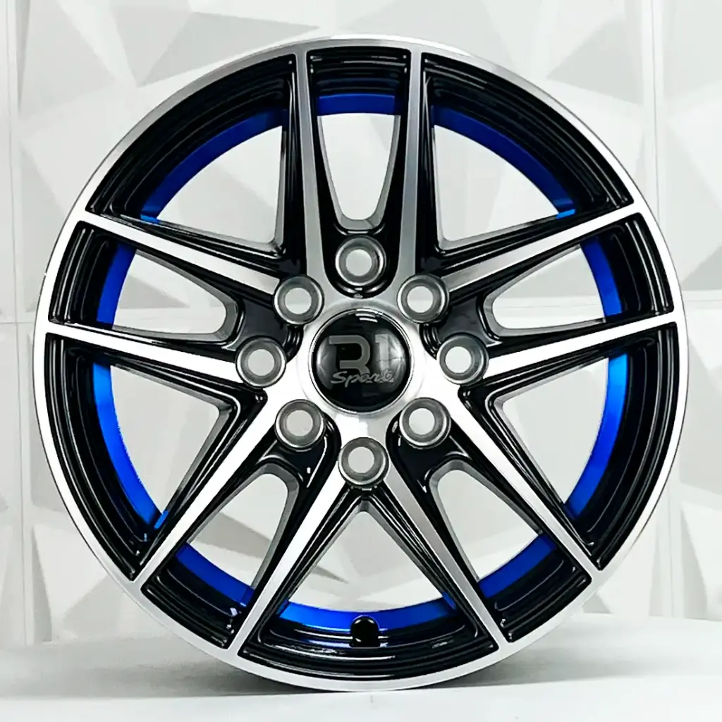 RIN 13X6 4-100/114.3 R1 SPORT L2037 BLACK MACHINE FACE BLUE LINE ET25 CB73.1