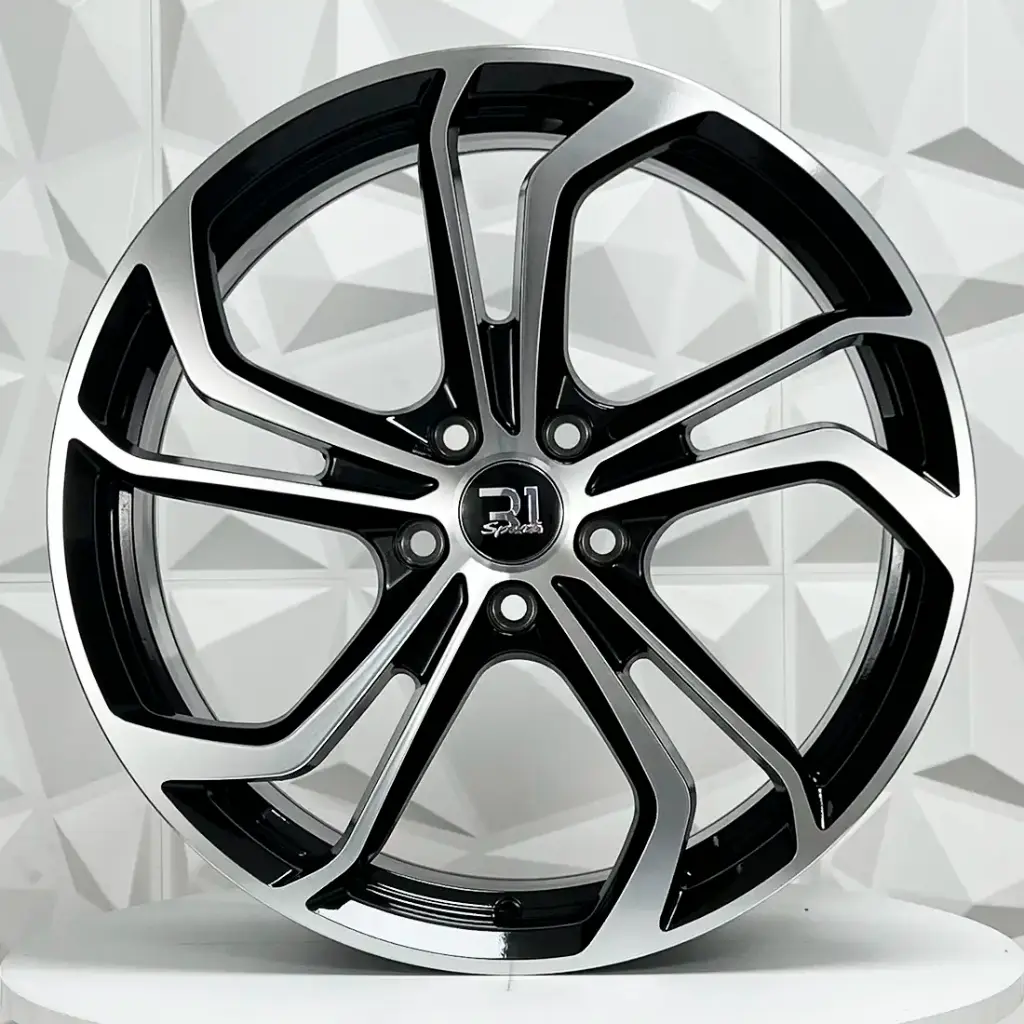 RIN 19X8 5-112 R1 SPORT L9545 GLOSS BLACK MACHINE FACE ET45 CB66.6