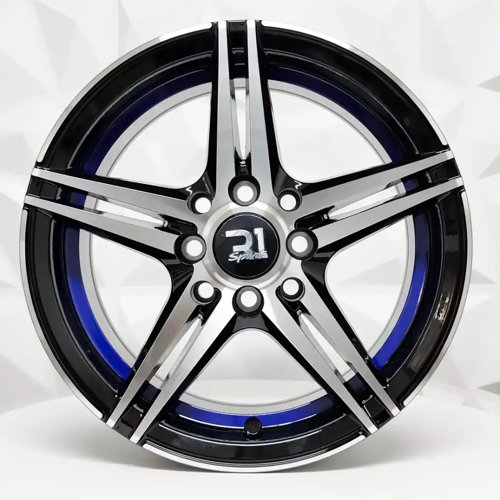 RIN 14X6 4-100/114.3 R1 SPORT 5236 BLACK MACHINE FACE BLUE LINE ET25 CB73.1