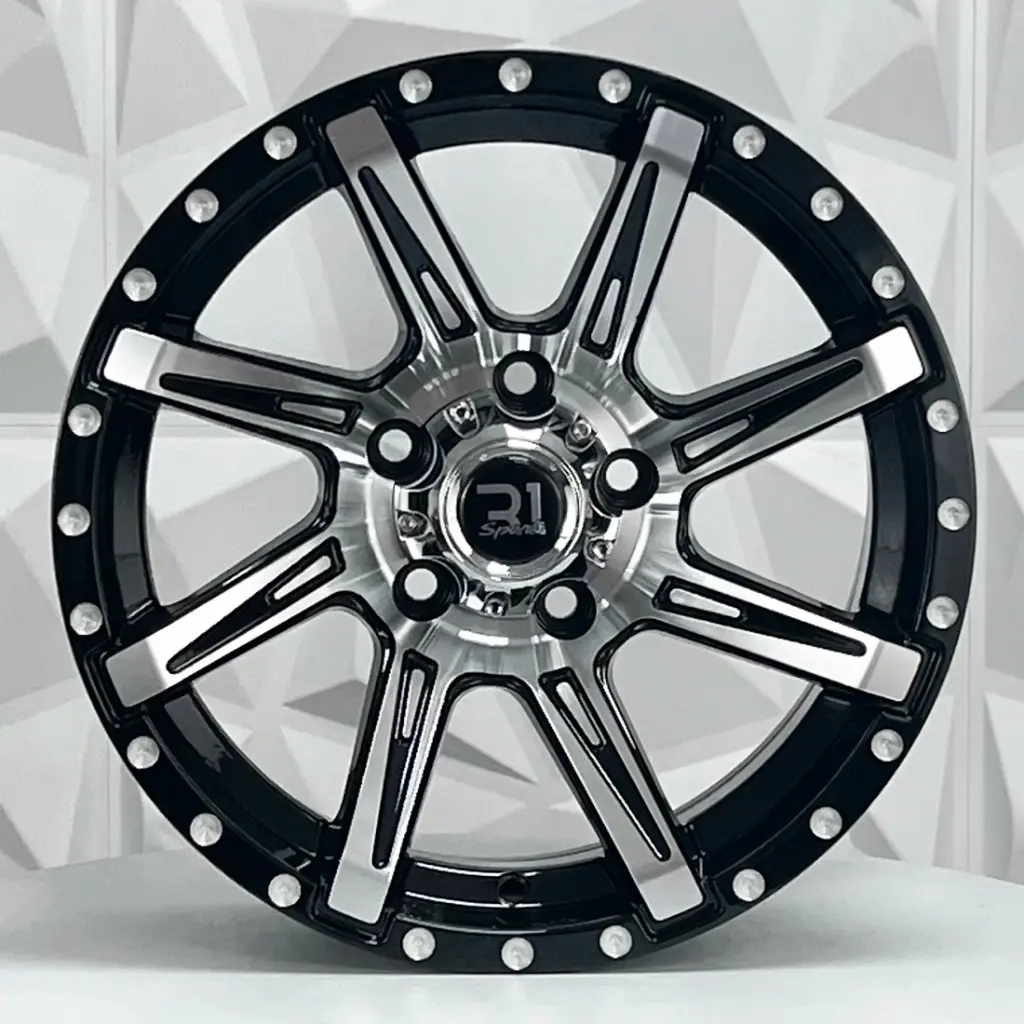 RIN 16X8 6-139.7 R1 SPORT 1081 BLACK MACHINE FACE ET-12 CB106
